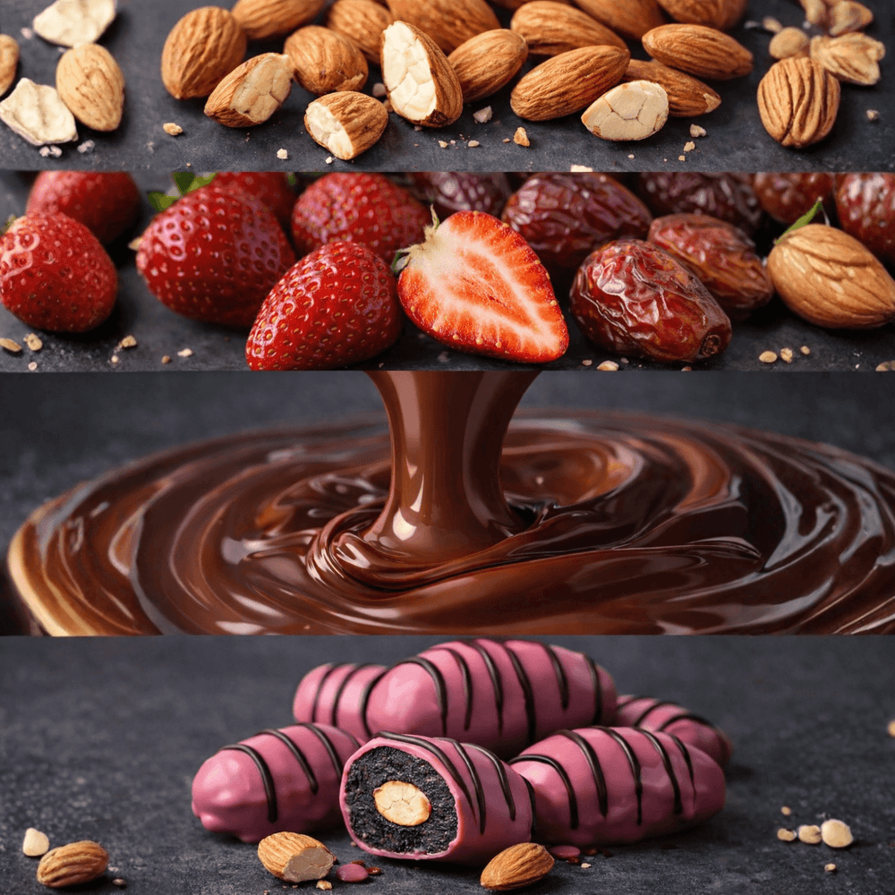 Strawberry Taste Chocolate Coated Dates With Almond